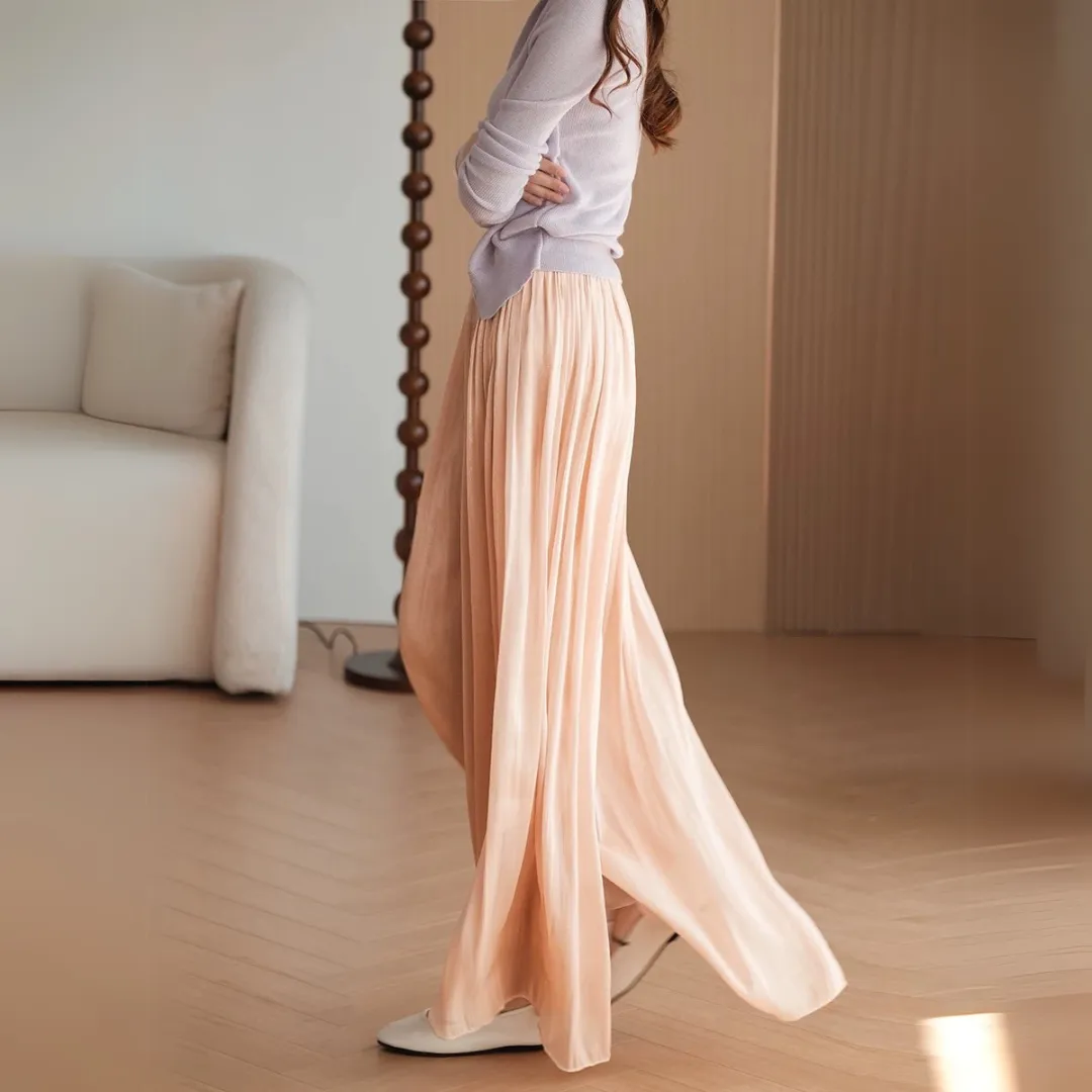 多色复古流光飘逸阔腿裤 Vintage Glossy Flowing Wide-Leg Pants