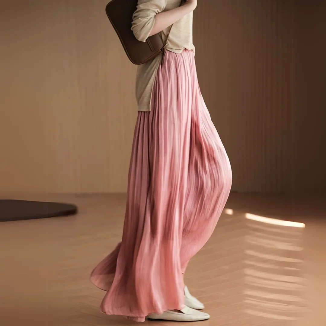 多色复古流光飘逸阔腿裤 Vintage Glossy Flowing Wide-Leg Pants