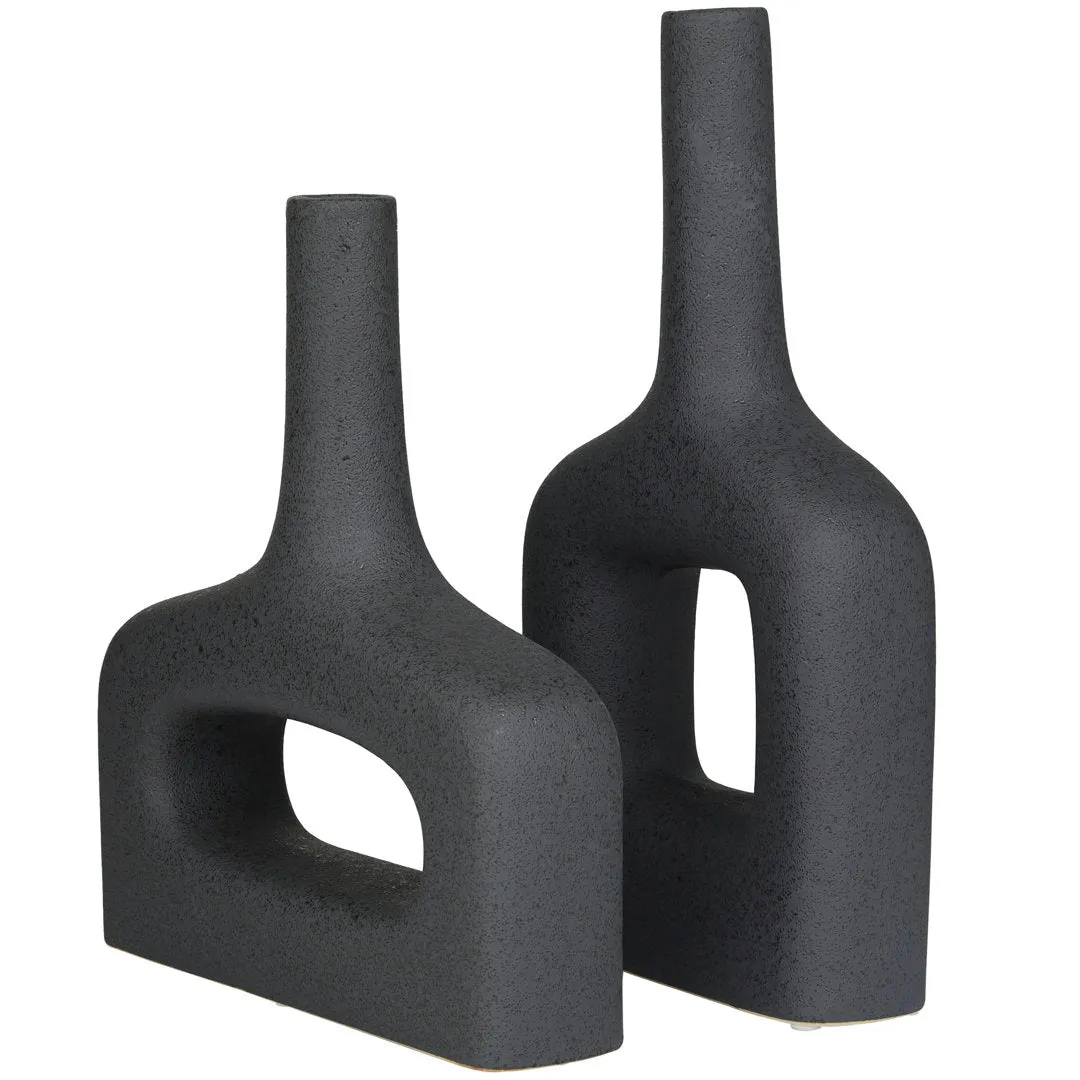 2 Piece Stoneware Table Vase Set