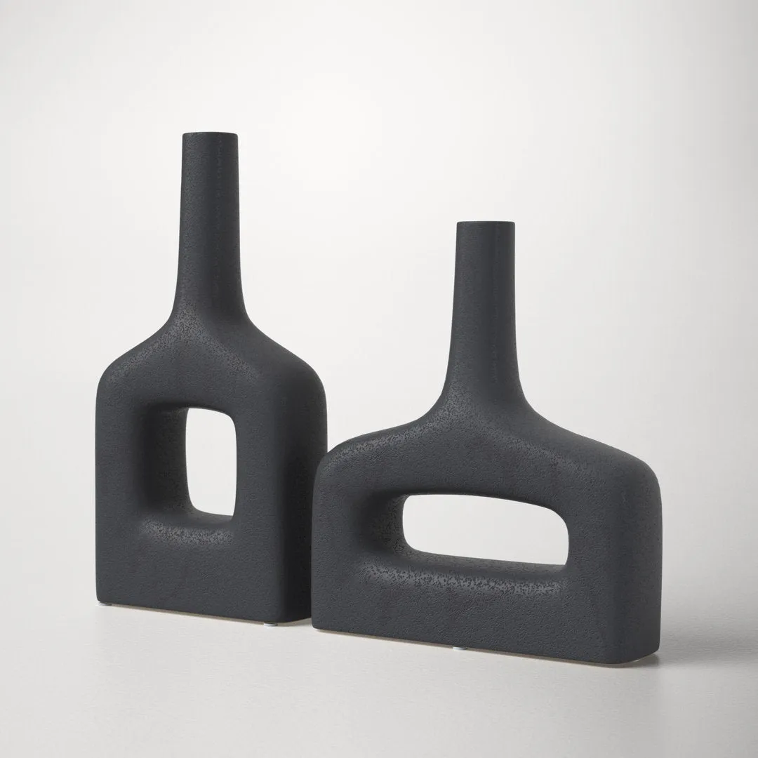 2 Piece Stoneware Table Vase Set