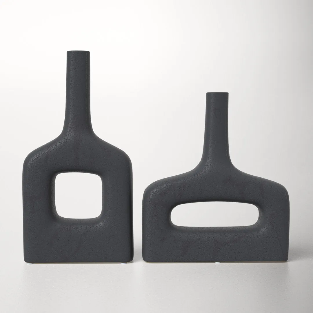 2 Piece Stoneware Table Vase Set
