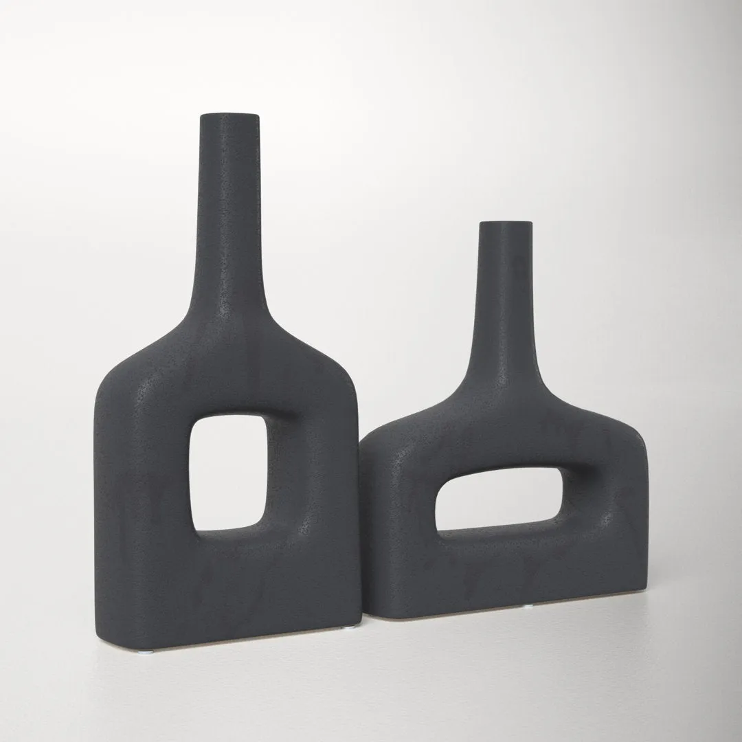 2 Piece Stoneware Table Vase Set