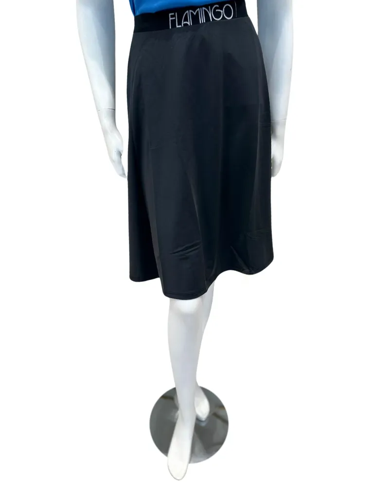 24FL402T-BK Black Flairy Swim Skirt Tall Length
