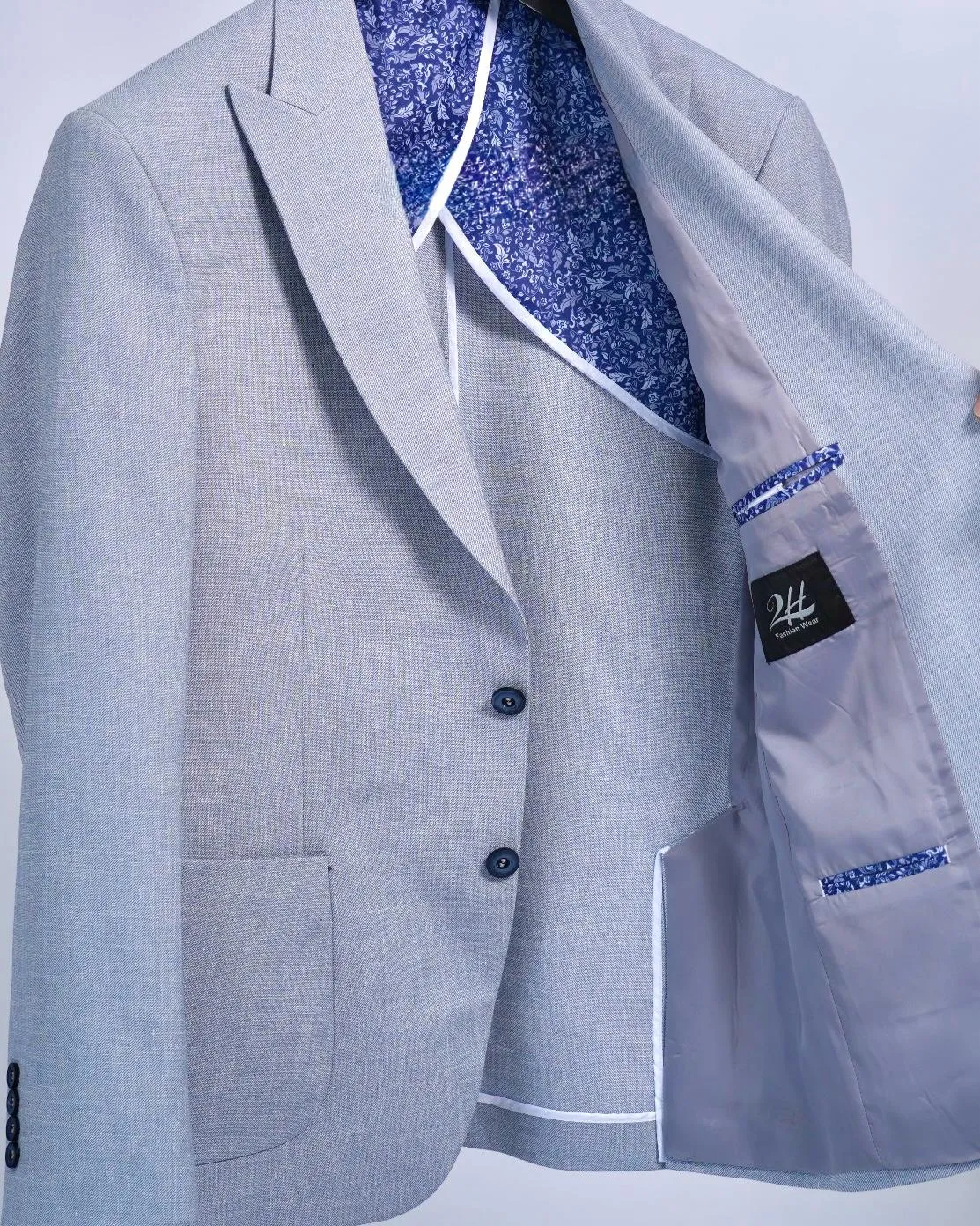 2H Light Blue Linen Blazer