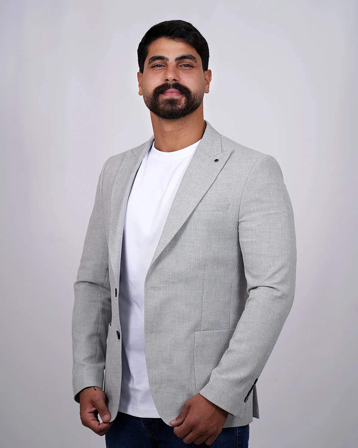 2H Light Gray Linen Blazer