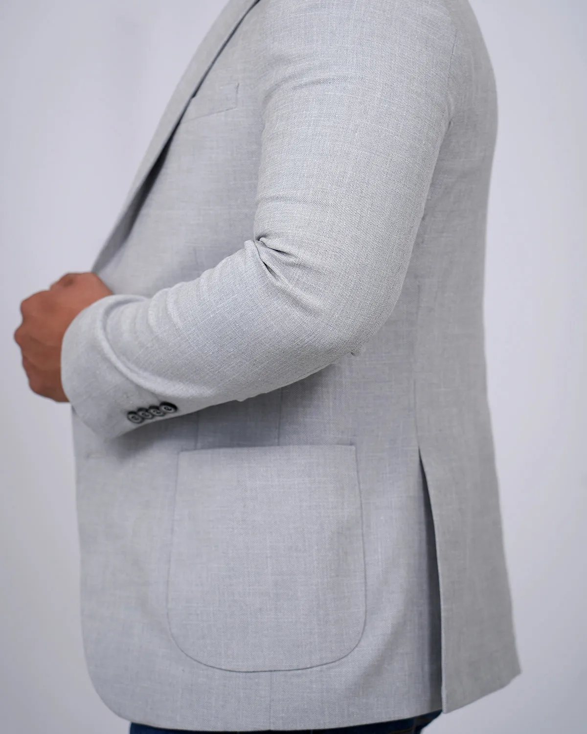 2H Light Gray Linen Blazer
