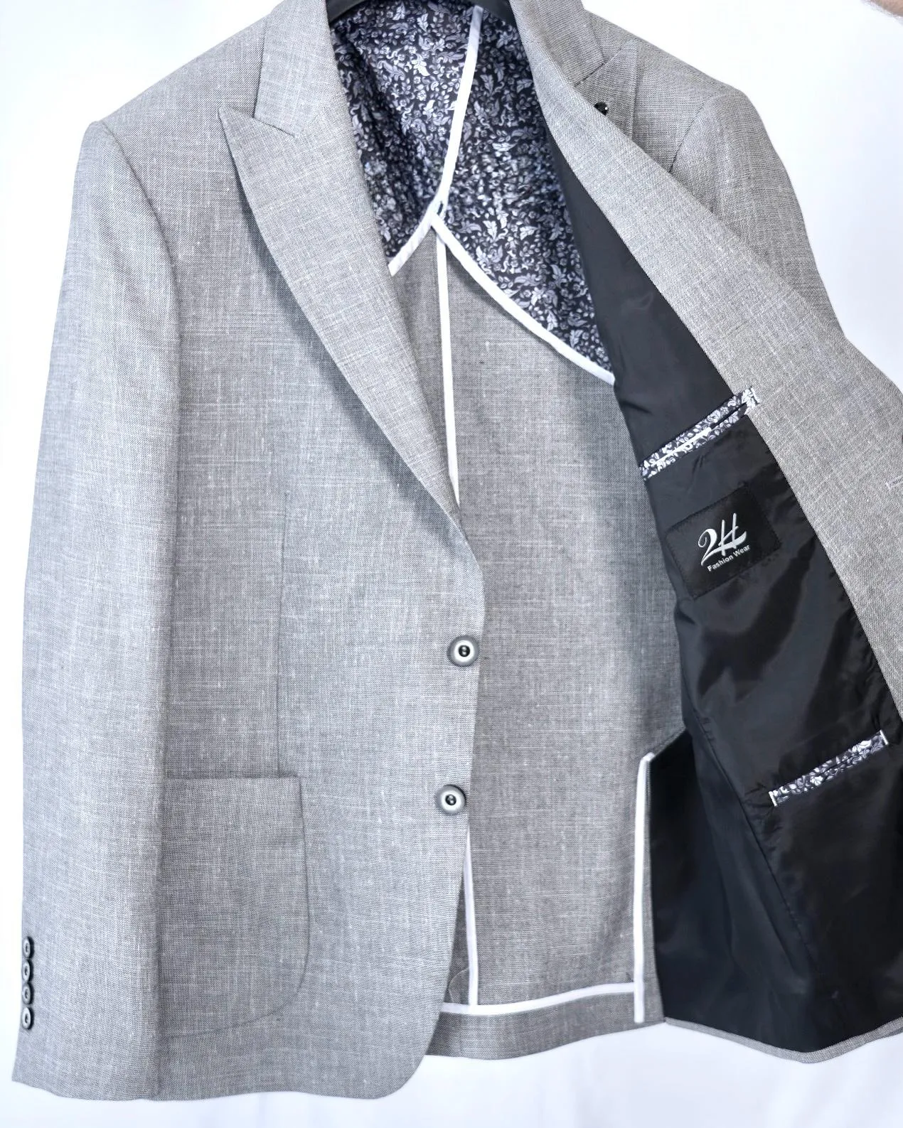 2H Light Gray Linen Blazer