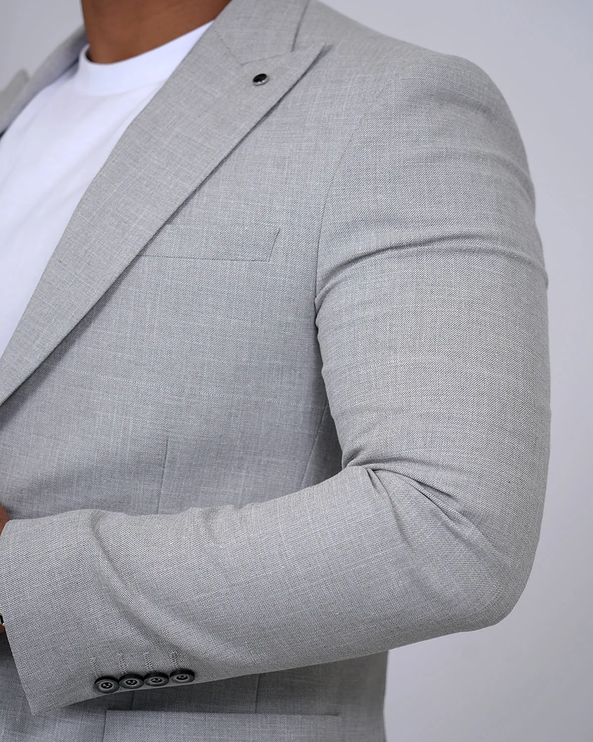 2H Light Gray Linen Blazer