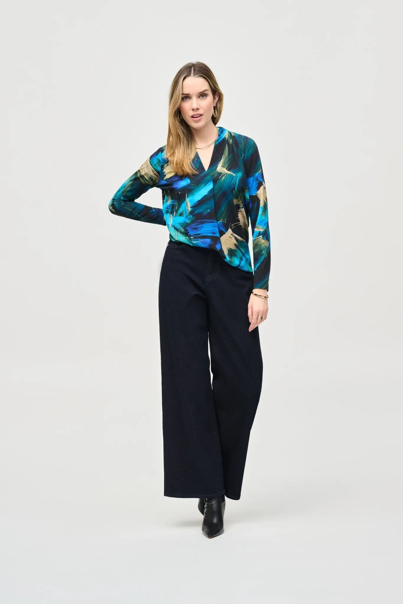 Abstract Print Silky Knit Top