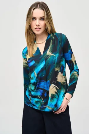 Abstract Print Silky Knit Top