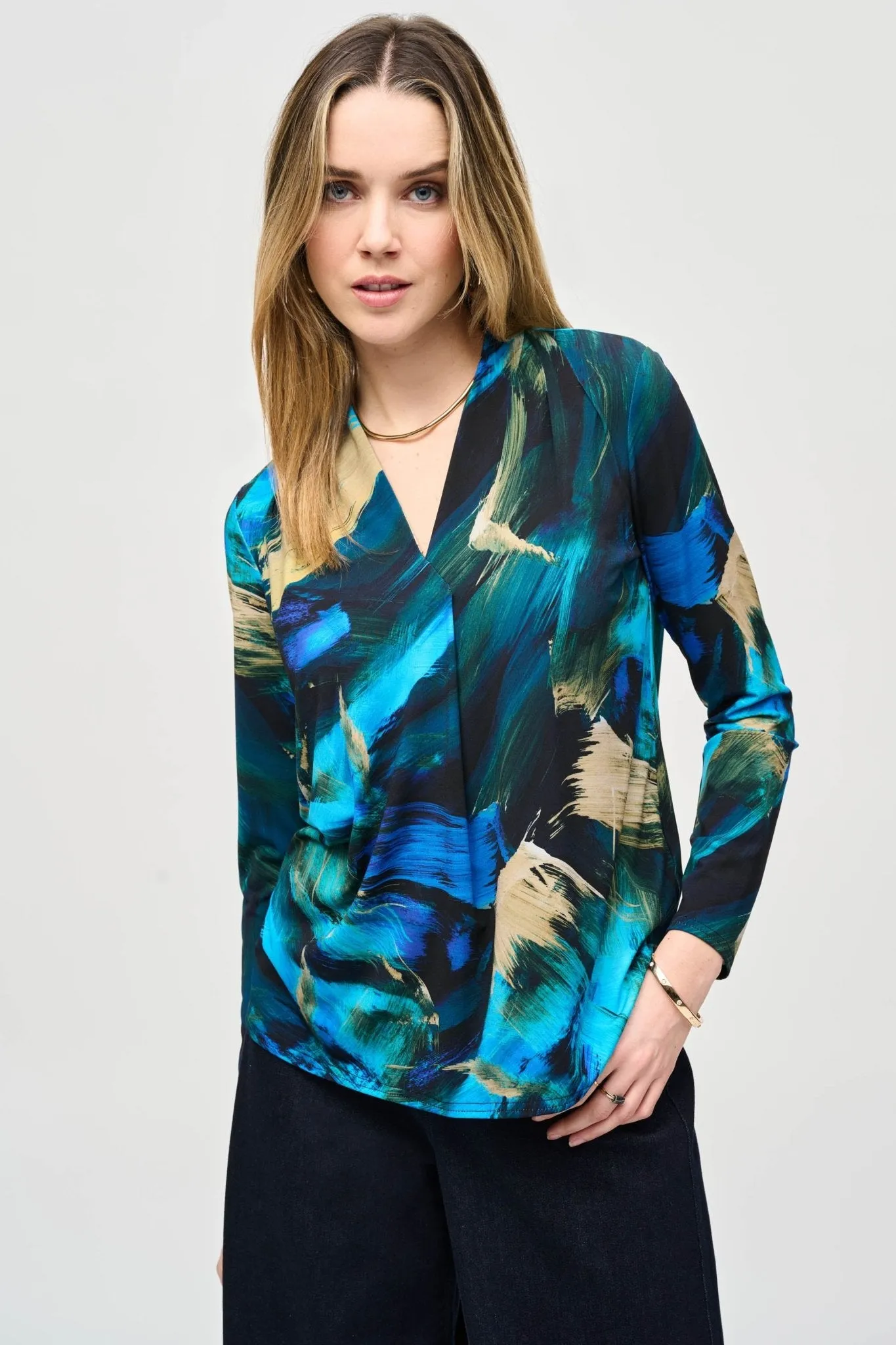 Abstract Print Silky Knit Top