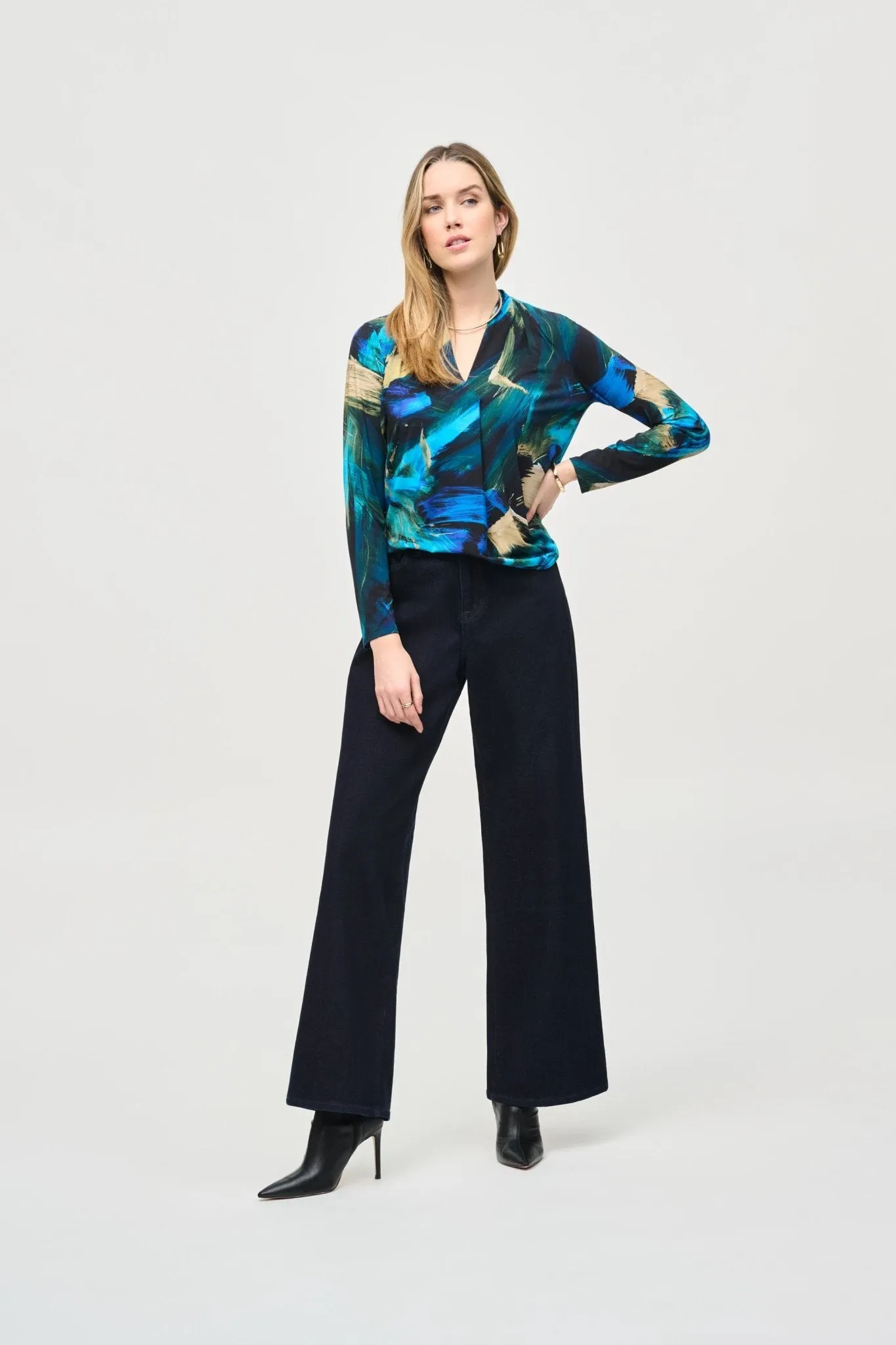 Abstract Print Silky Knit Top