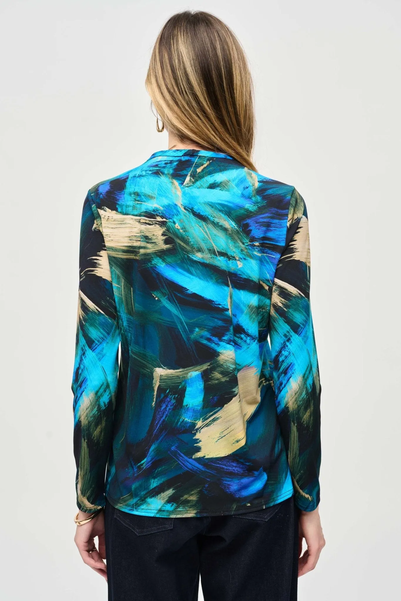 Abstract Print Silky Knit Top