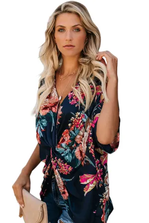 Amaryllis Floral Twist Top