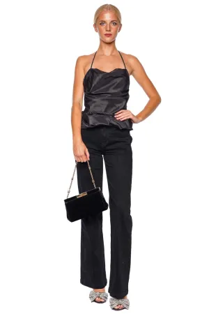 Ansel Black Denim Flared Trouser