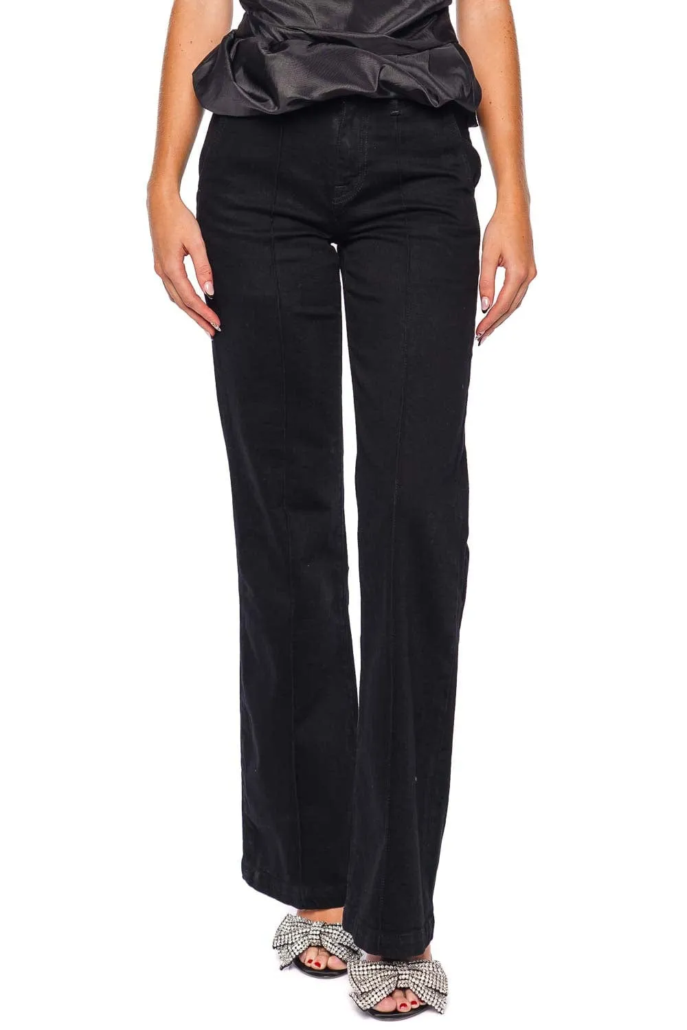 Ansel Black Denim Flared Trouser