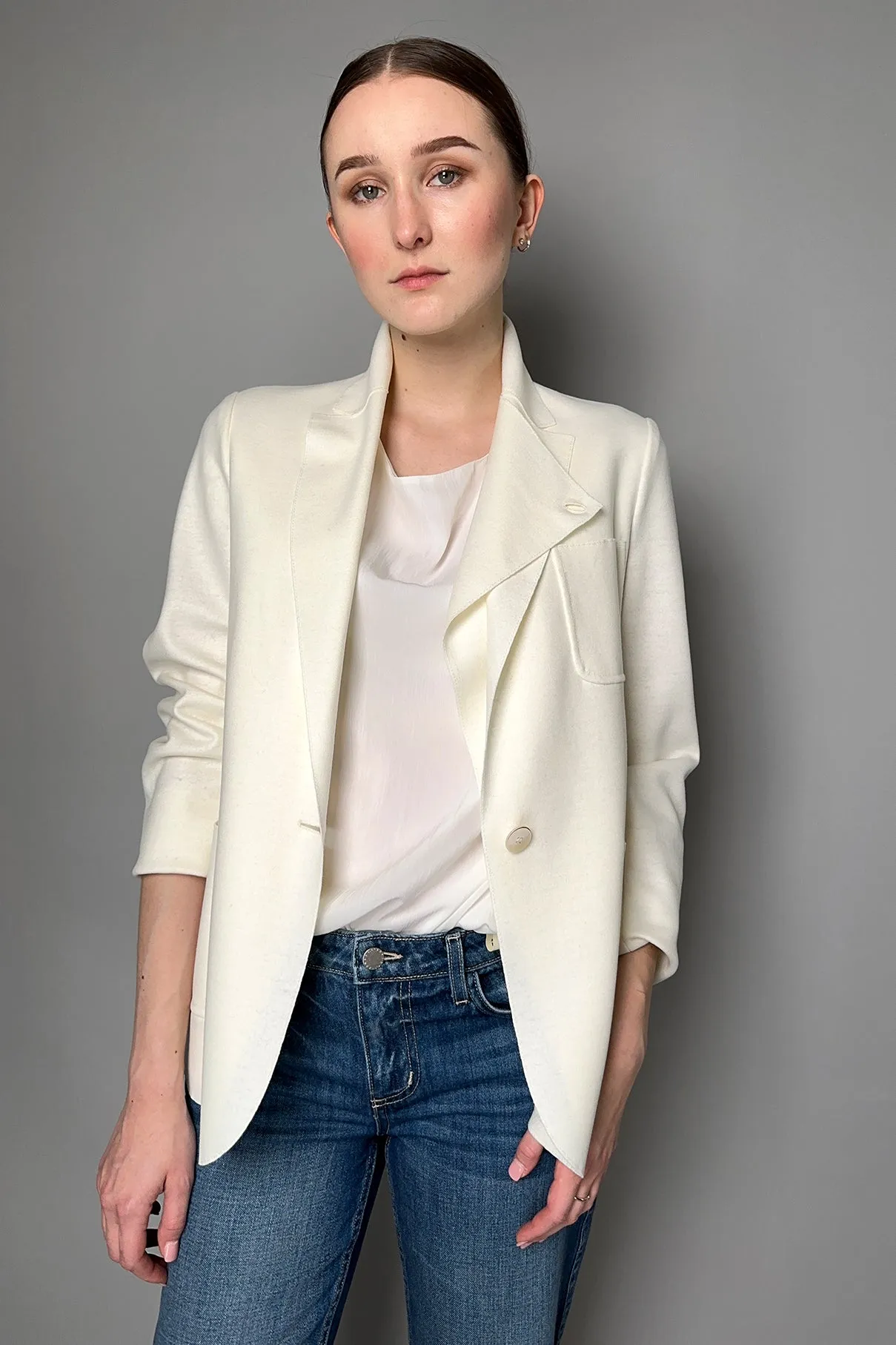 Antonelli Edwin Felt Wool Blazer in Off-White