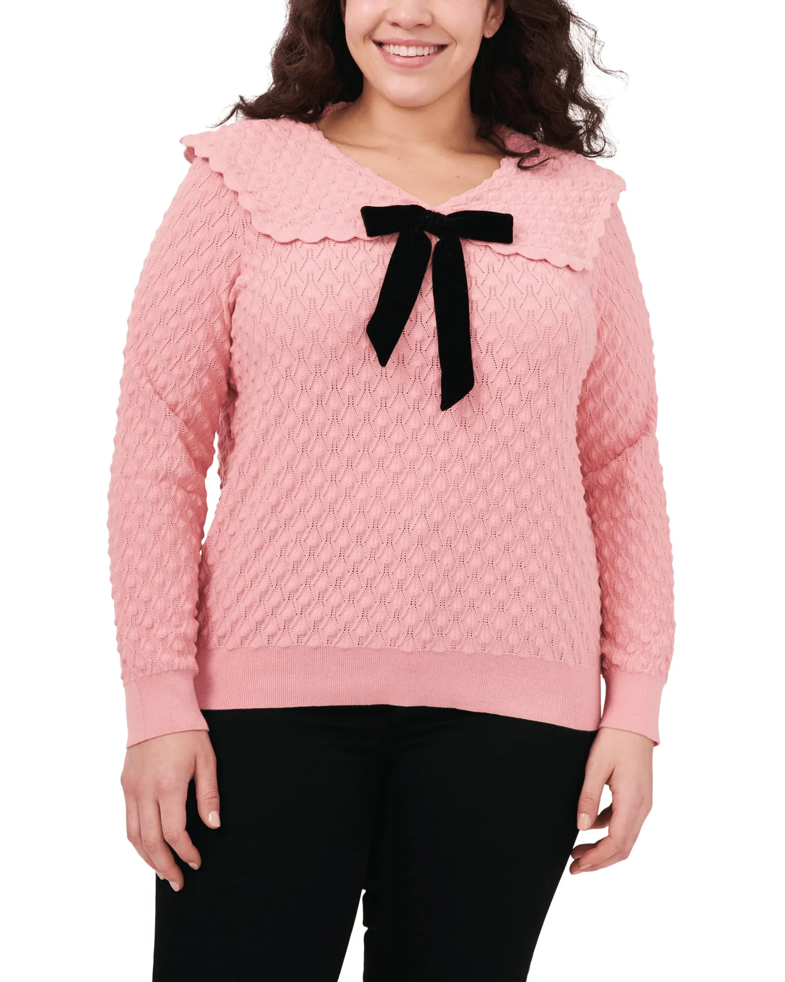 Audriana Collared Bow Top Sweater | ROSETTE