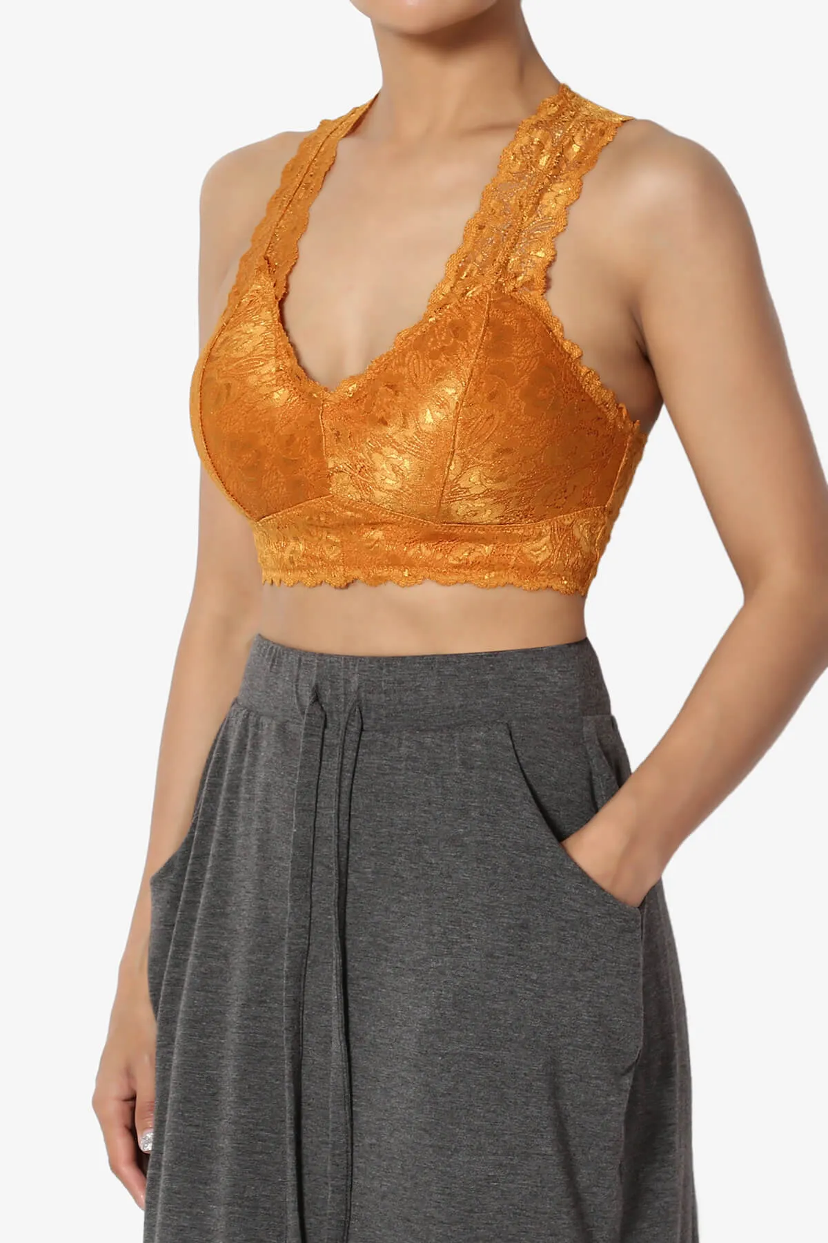 Baja Padded Lace Crop Tank Top