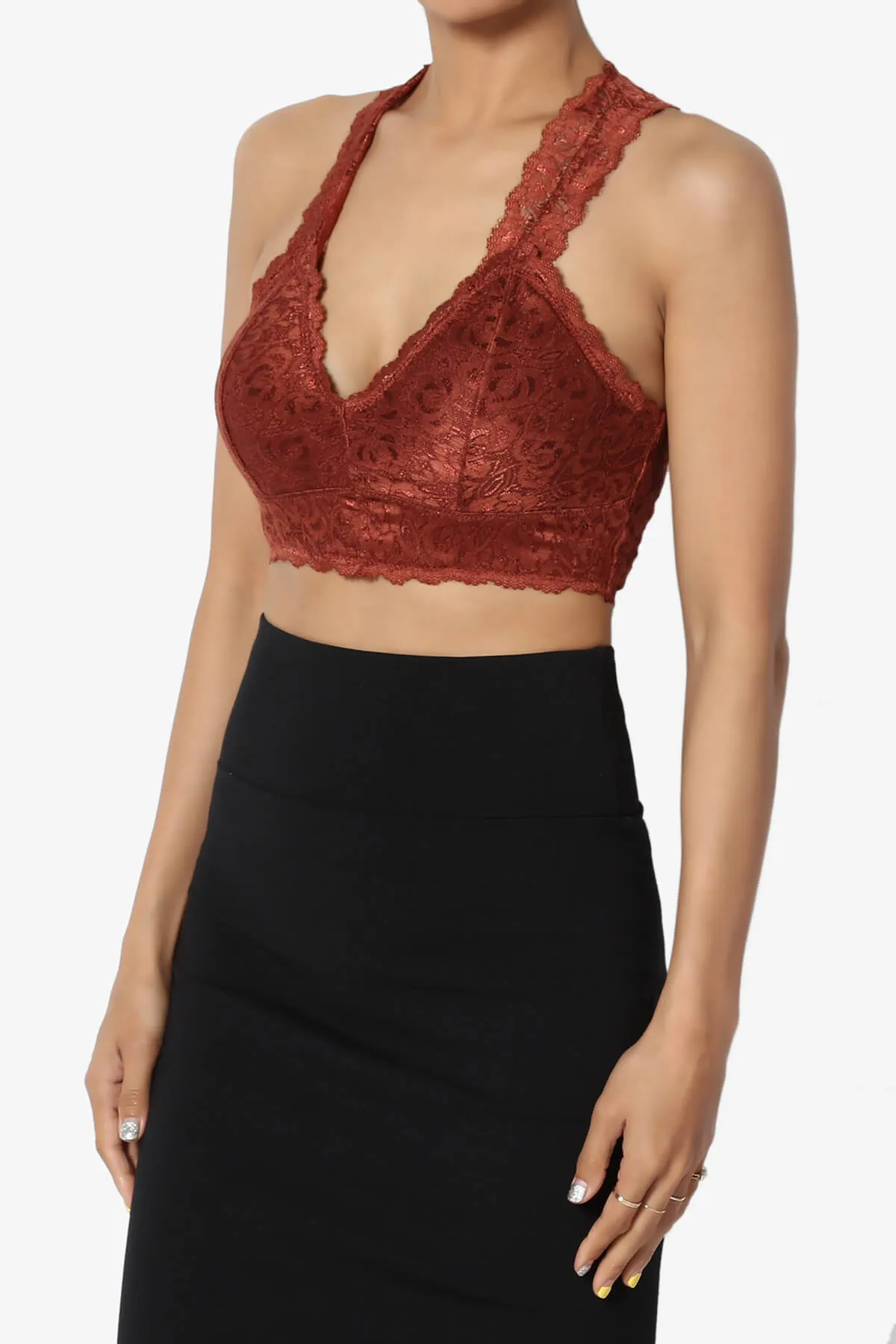 Baja Padded Lace Crop Tank Top