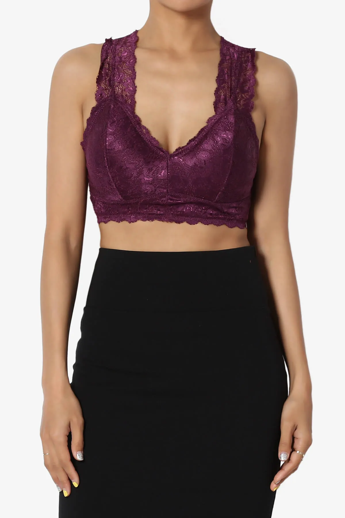 Baja Padded Lace Crop Tank Top