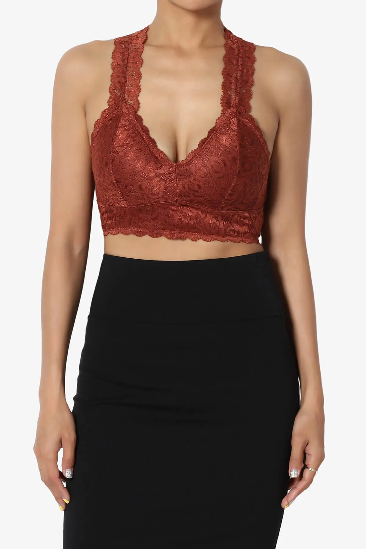 Baja Padded Lace Crop Tank Top