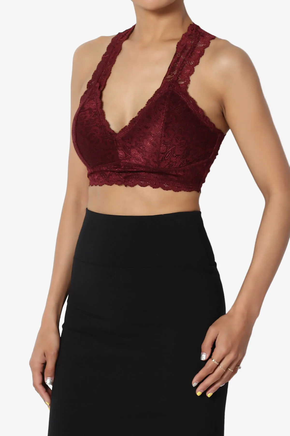 Baja Padded Lace Crop Tank Top