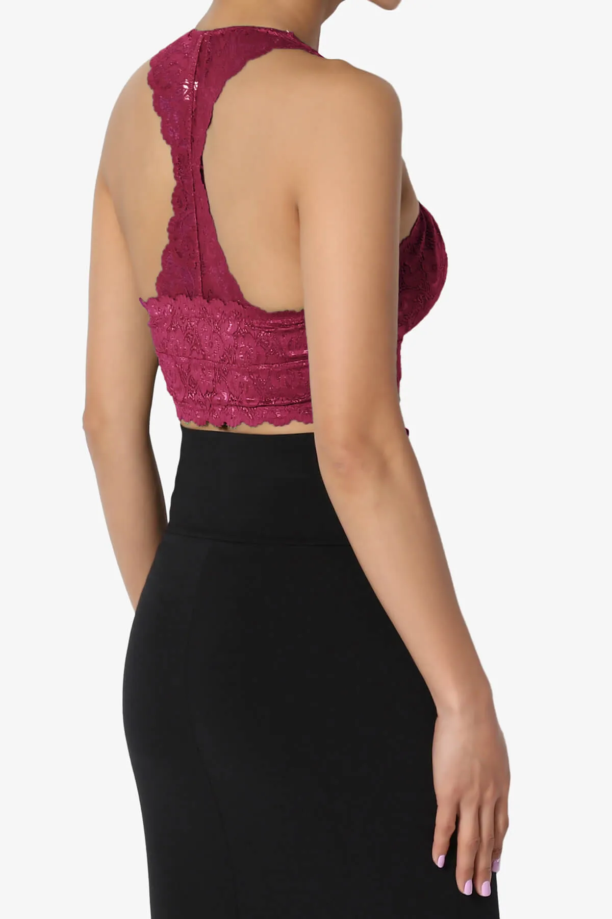 Baja Padded Lace Crop Tank Top