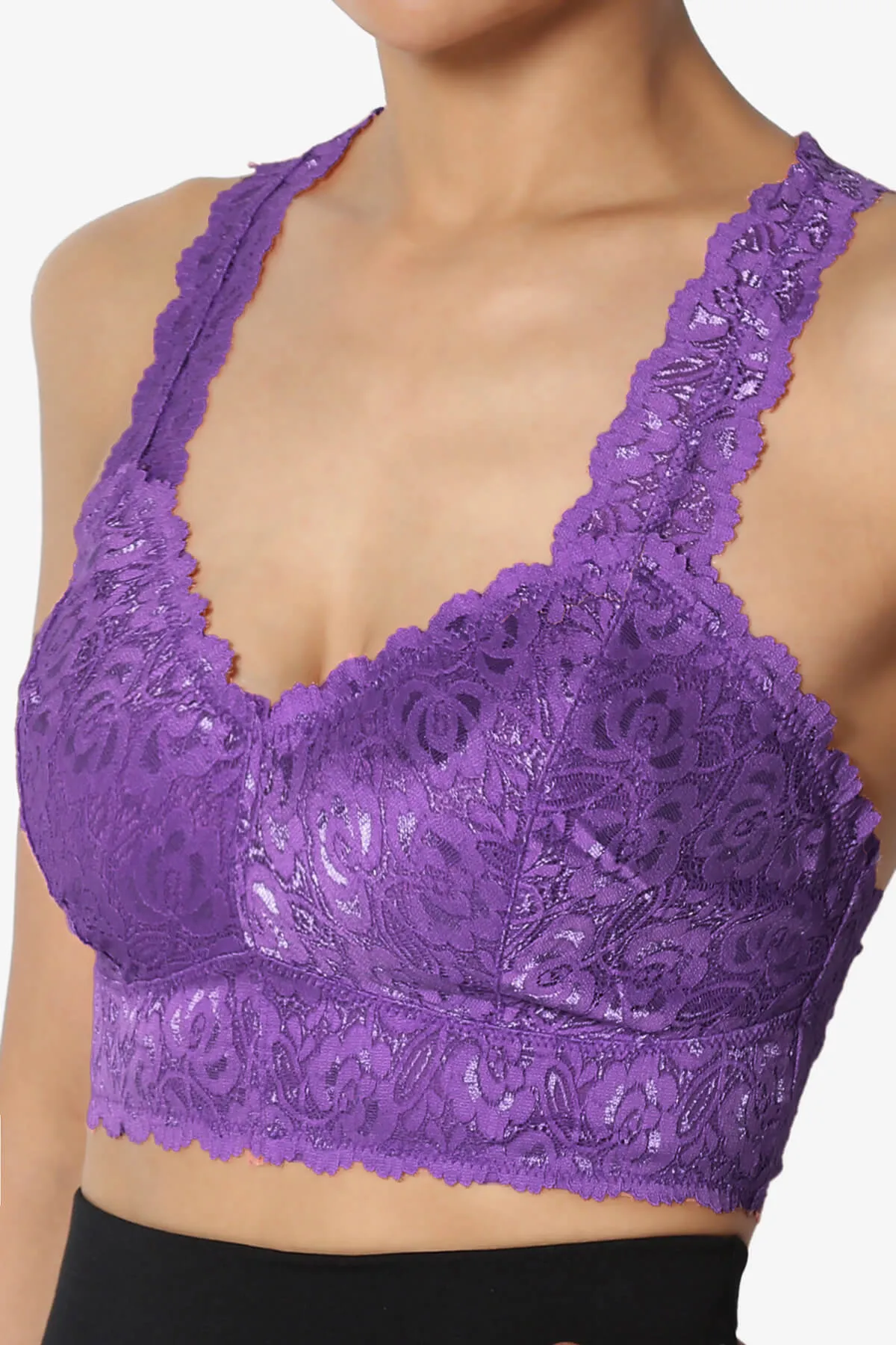 Baja Padded Lace Crop Tank Top