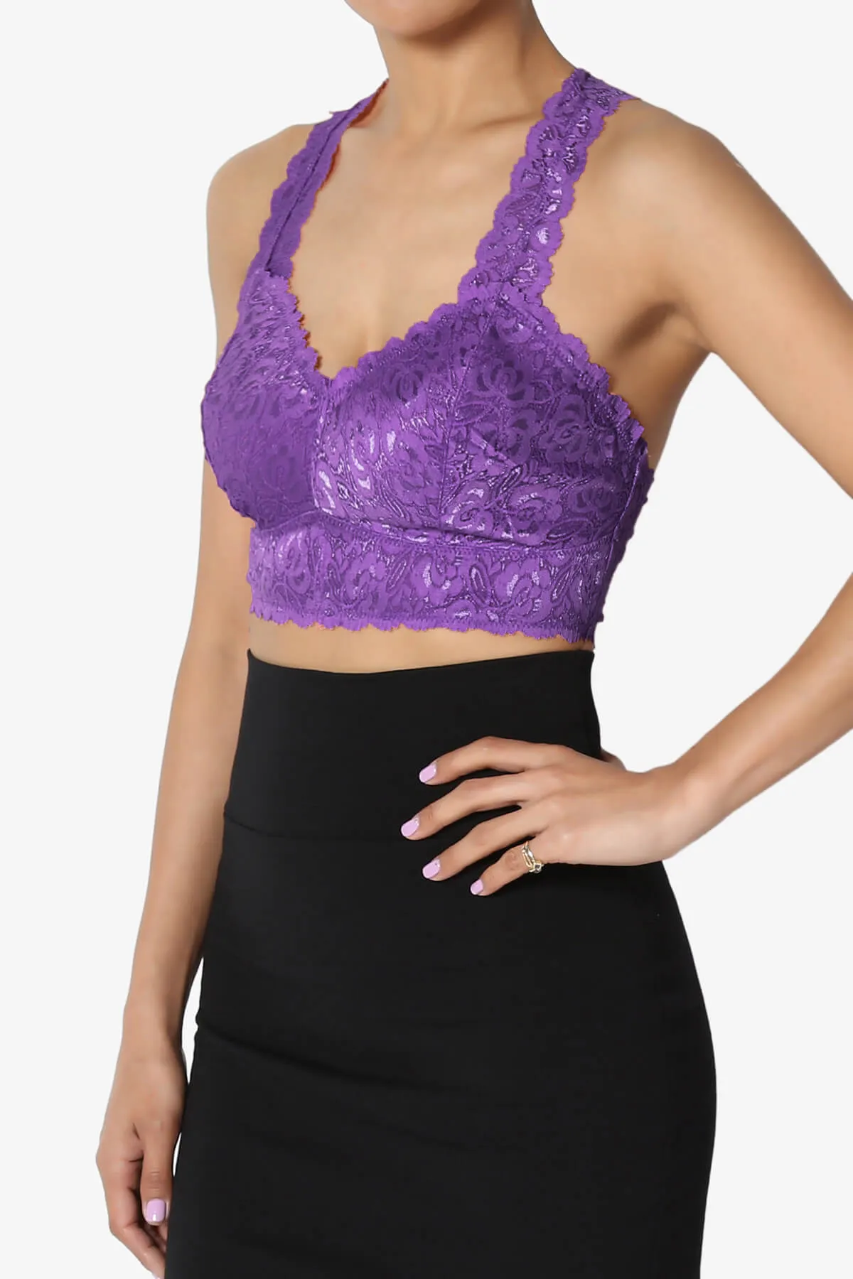 Baja Padded Lace Crop Tank Top