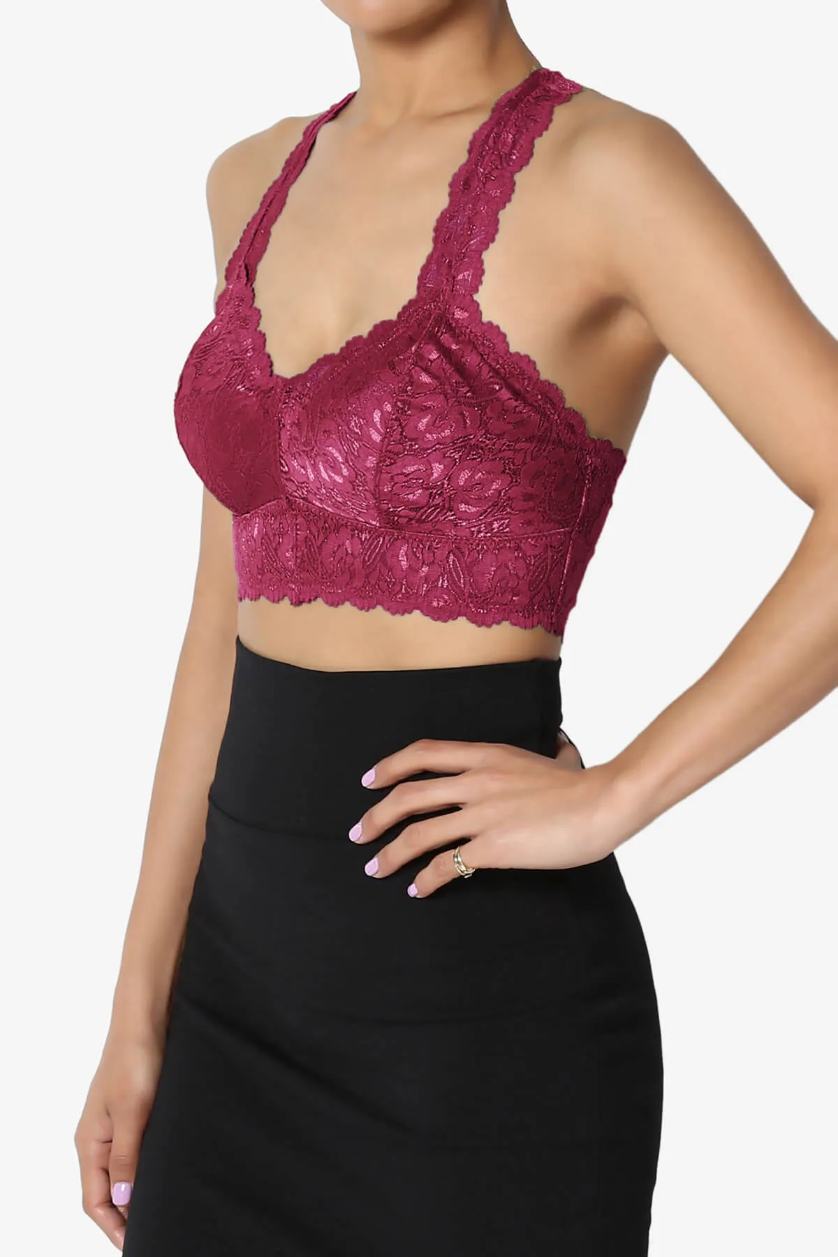 Baja Padded Lace Crop Tank Top