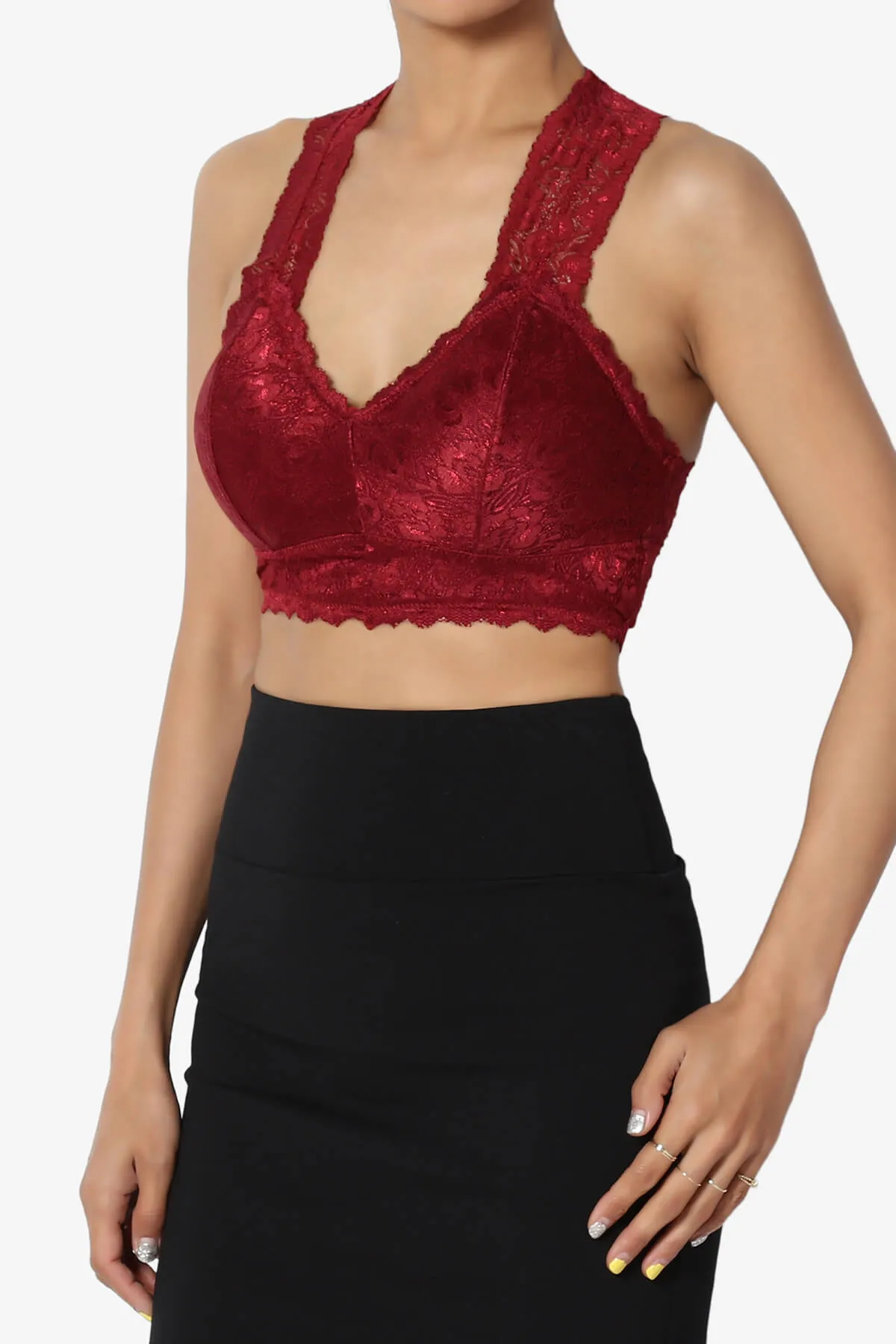 Baja Padded Lace Crop Tank Top