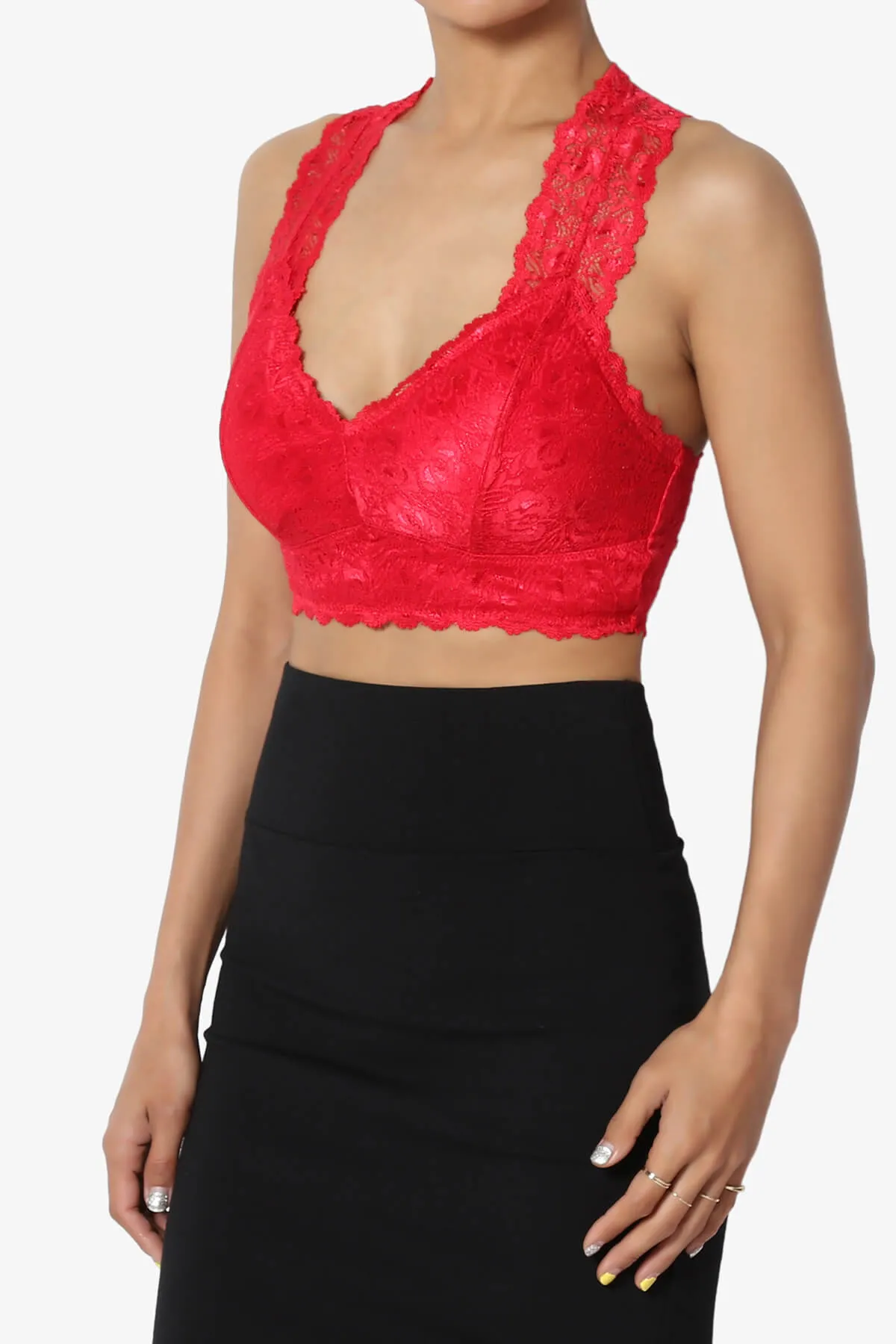 Baja Padded Lace Crop Tank Top
