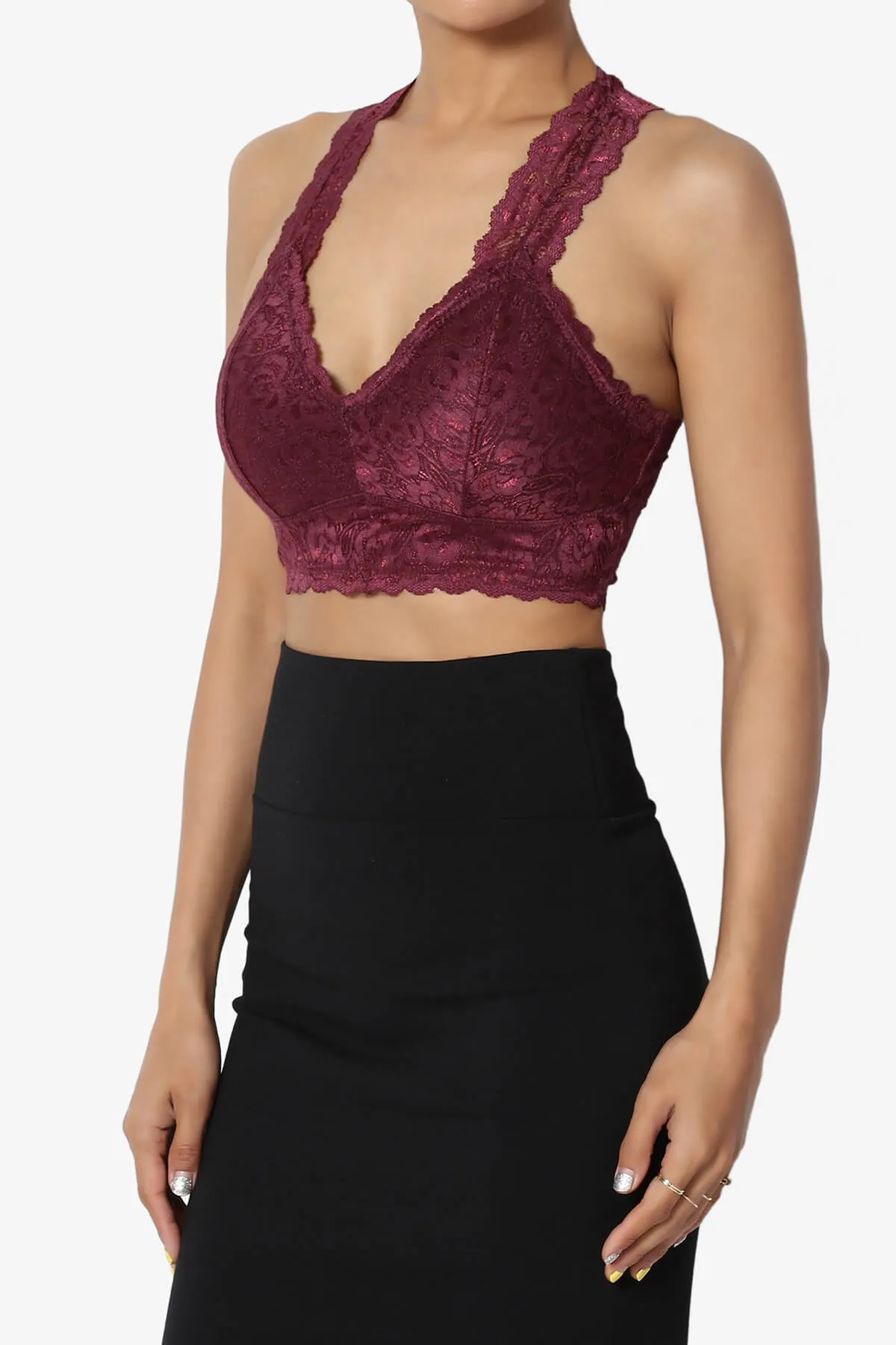 Baja Padded Lace Crop Tank Top
