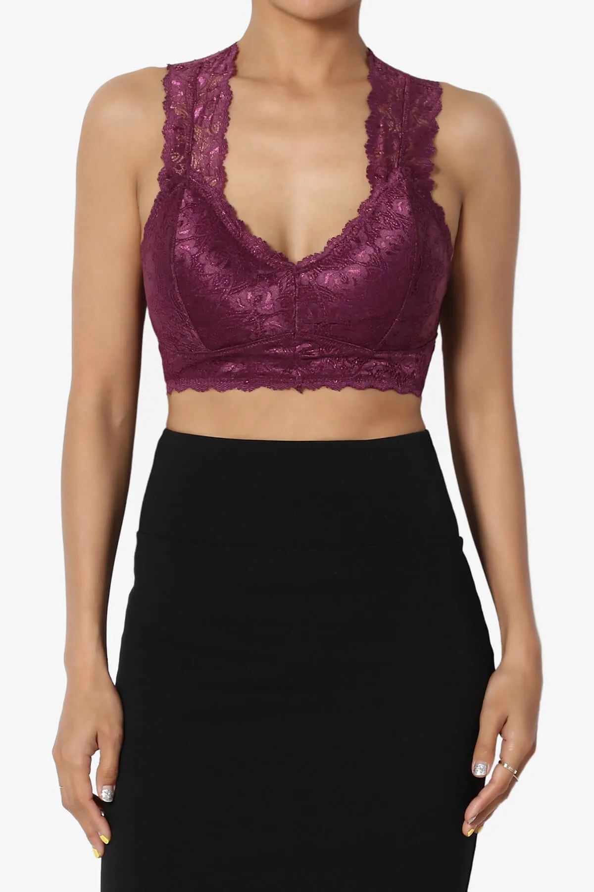 Baja Padded Lace Crop Tank Top