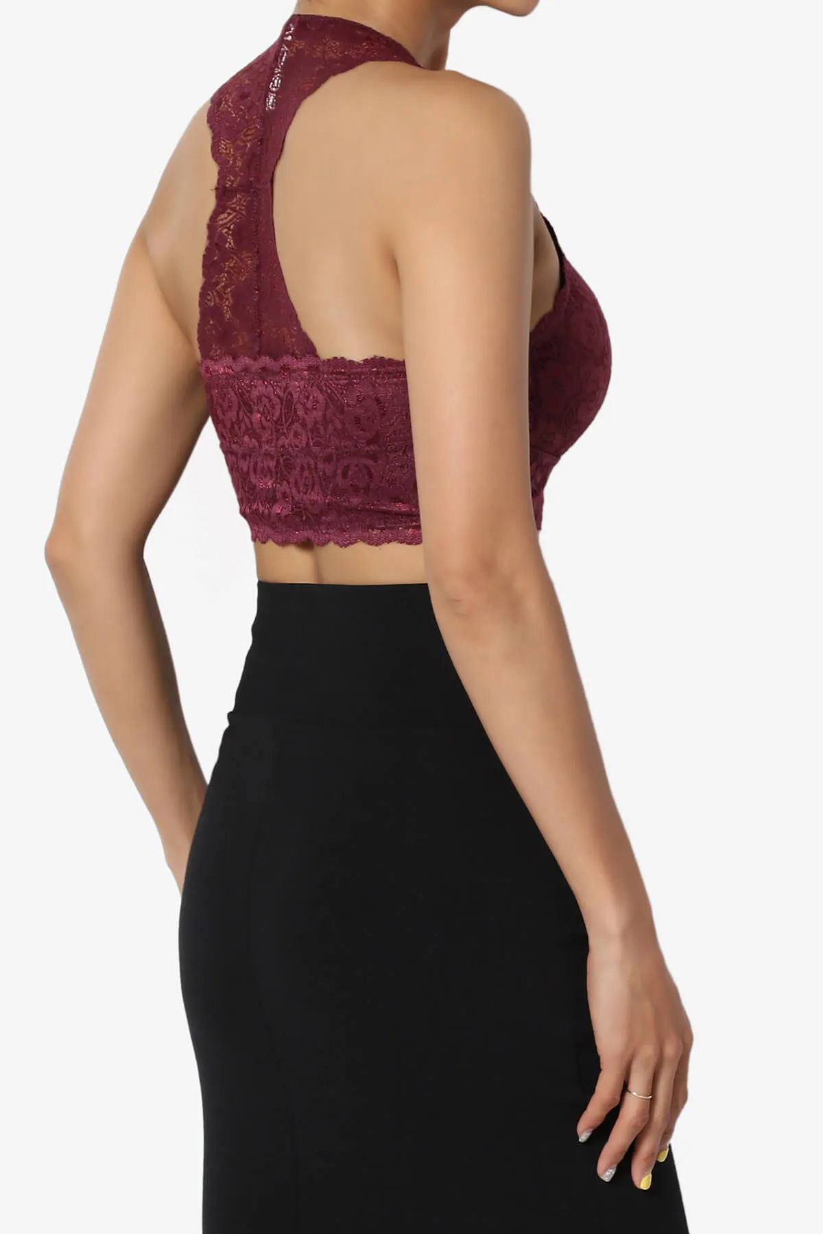 Baja Padded Lace Crop Tank Top