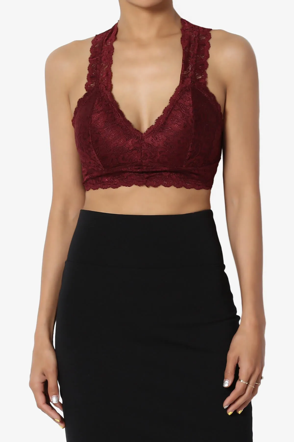 Baja Padded Lace Crop Tank Top