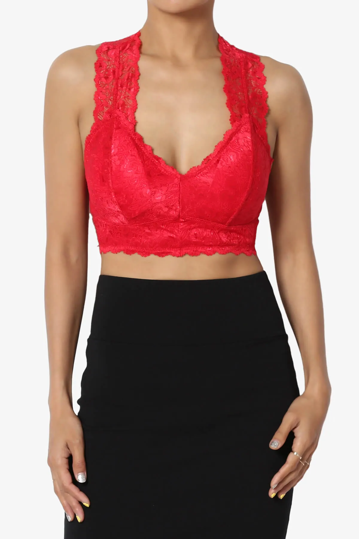 Baja Padded Lace Crop Tank Top
