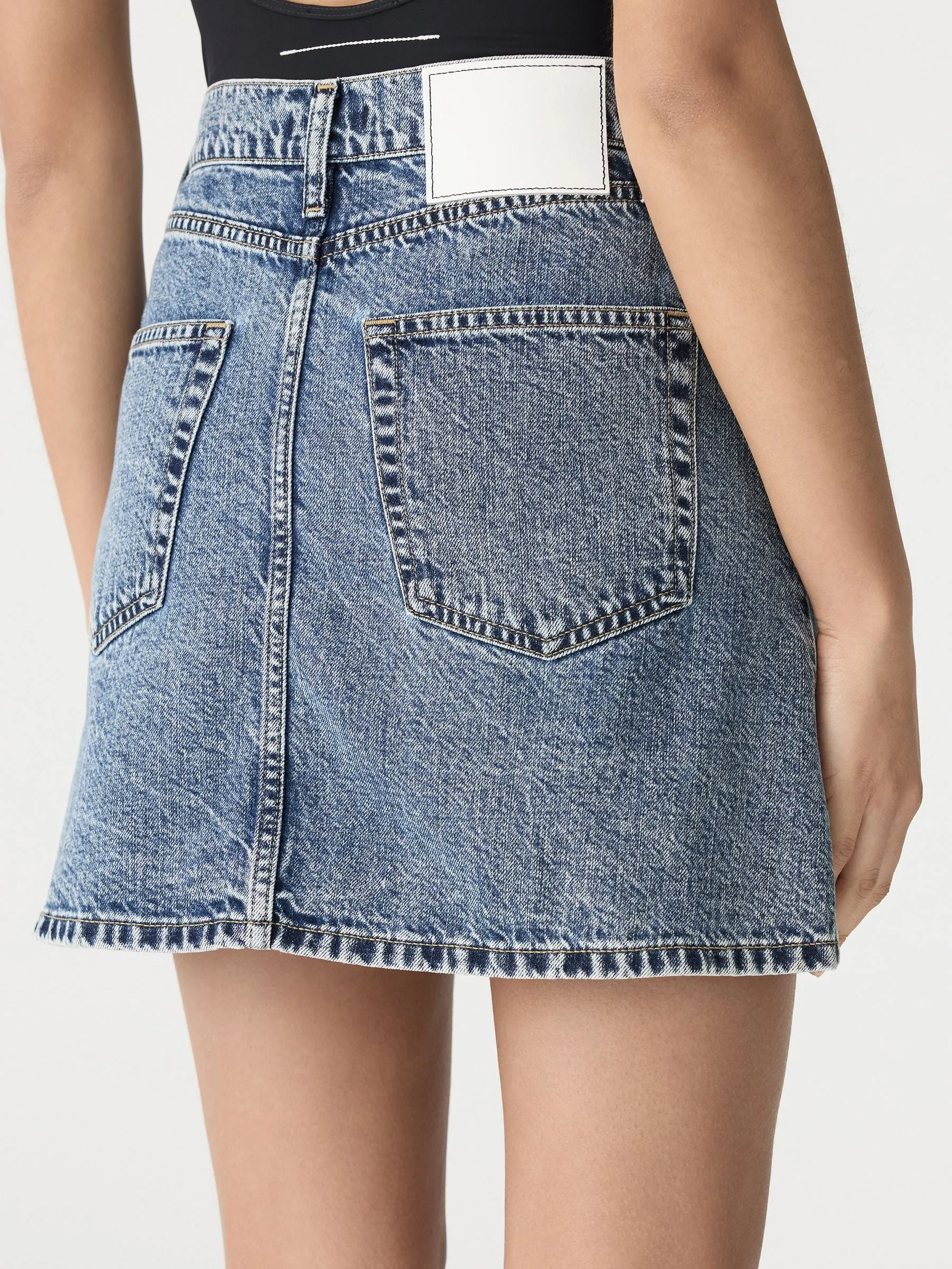 bassike denim mini skirt - classic stone wash