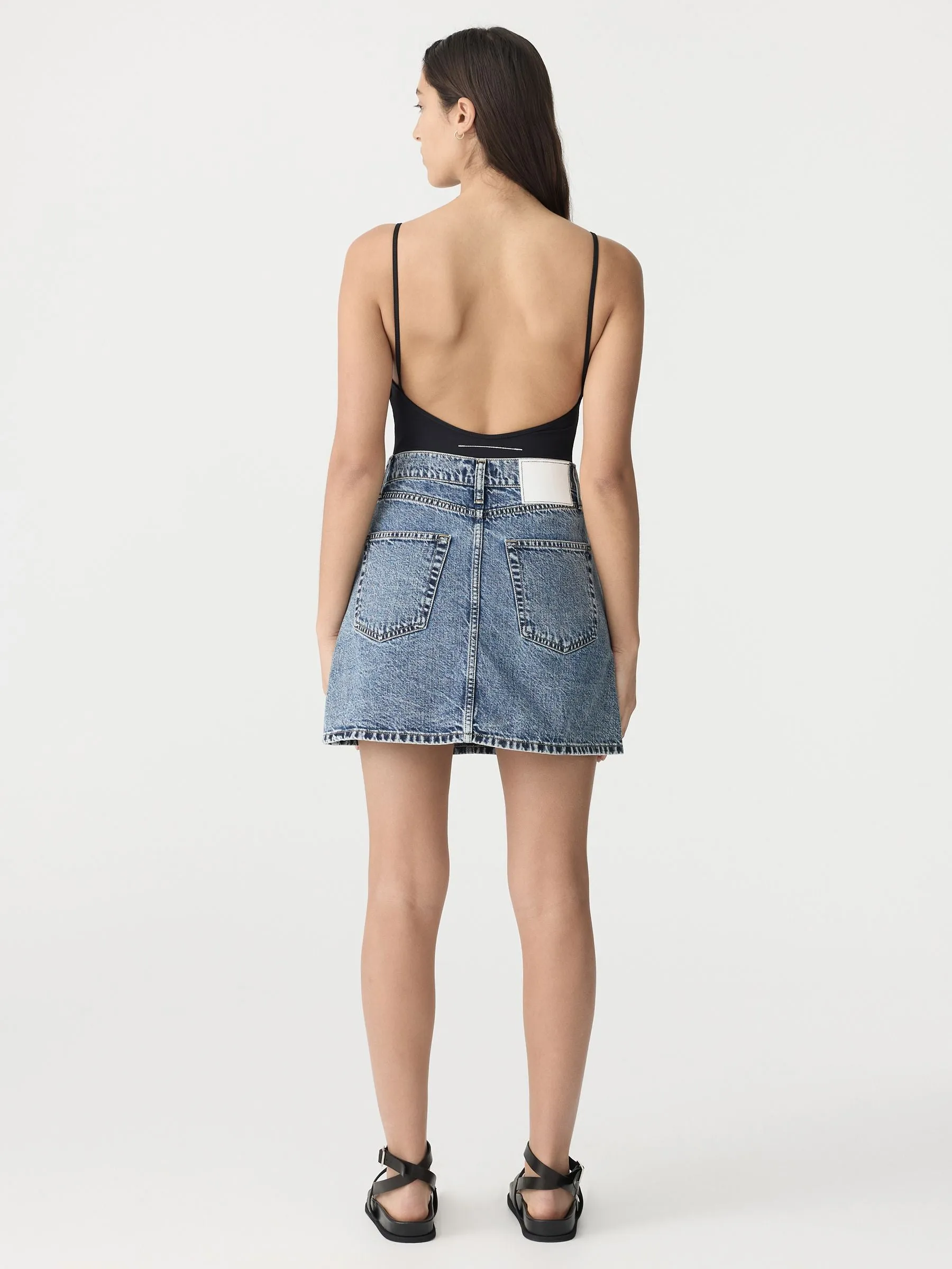 bassike denim mini skirt - classic stone wash
