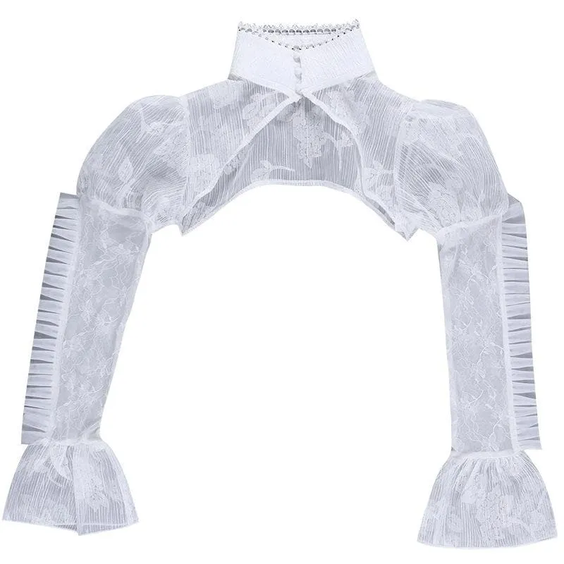 BerriesJam - Neck Butterfly Long Sleeve Button Lace Up Zip-Up Top