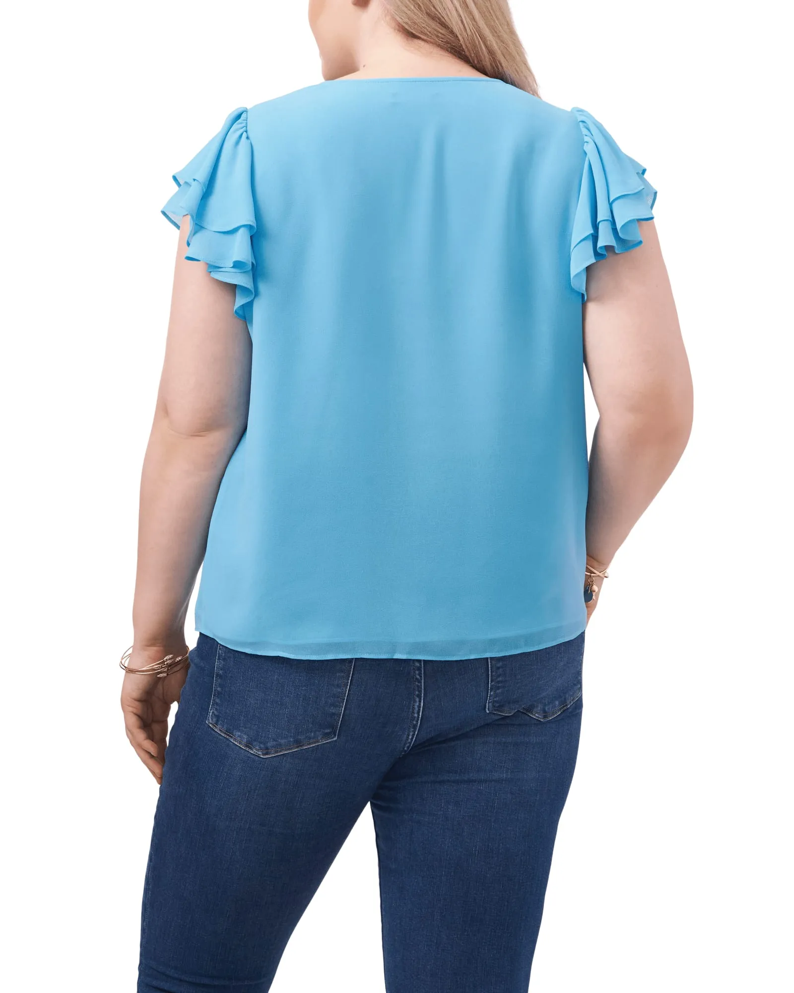 Billie Flutter-Sleeve Top | PARADISE BLUE