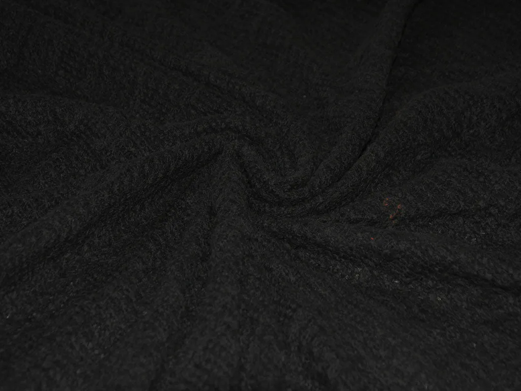 Black Floral Embroidered Net Fabric