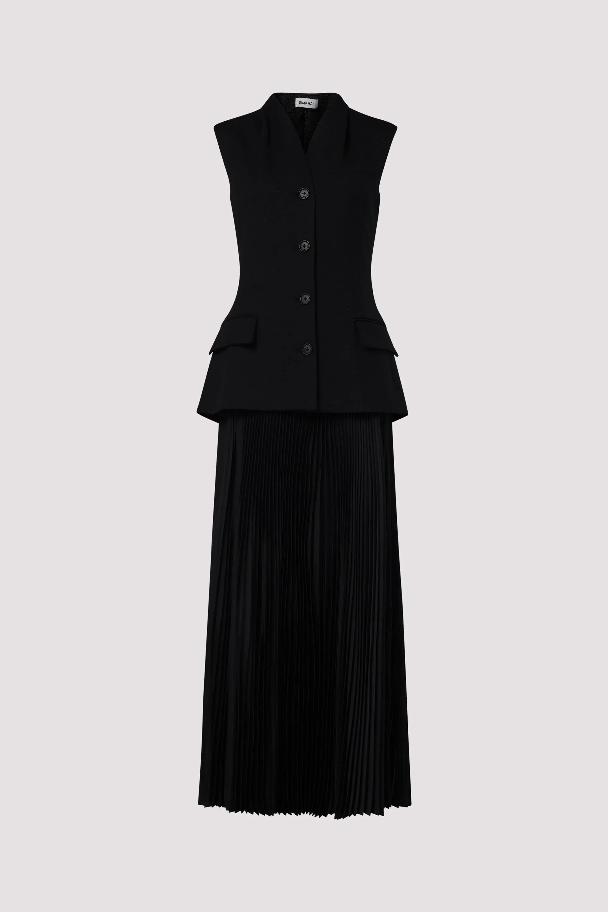 Black Georgina Vest Midi Dress