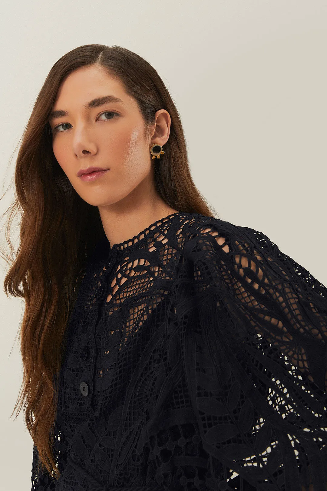 Black Guipire Blouse