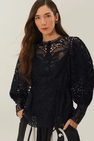Black Guipire Blouse
