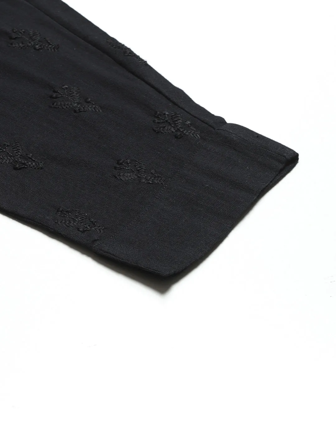 Black Slim Fit Chikankari Trousers