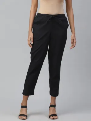Black Slim Fit Chikankari Trousers
