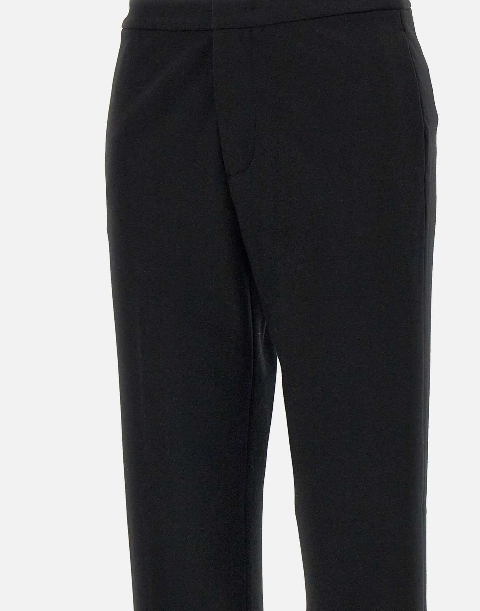 Black Viscose Blend Slim Fit Trousers
