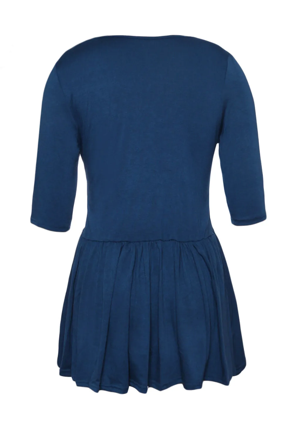 Blue 3/4 Sleeve Babydoll Tops